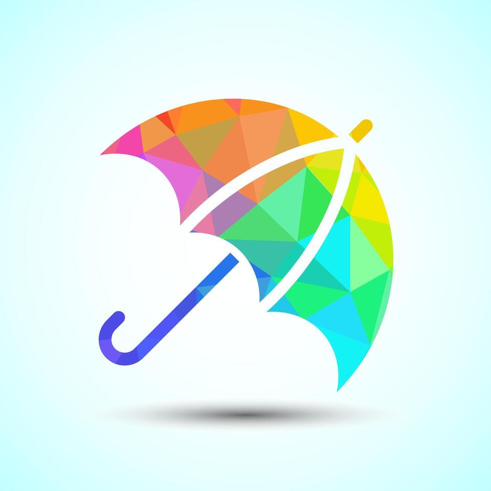 Umbrella logo template, Polygonal umbrella sign vector