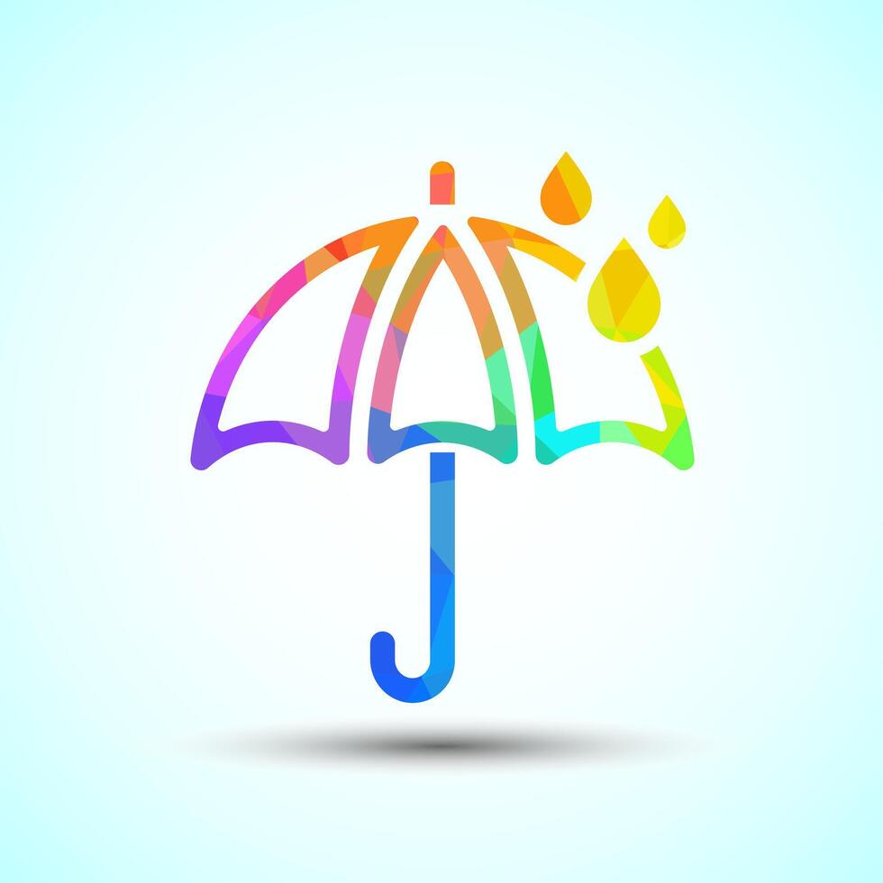 Umbrella logo design template, Polygonal umbrella and water drop vector