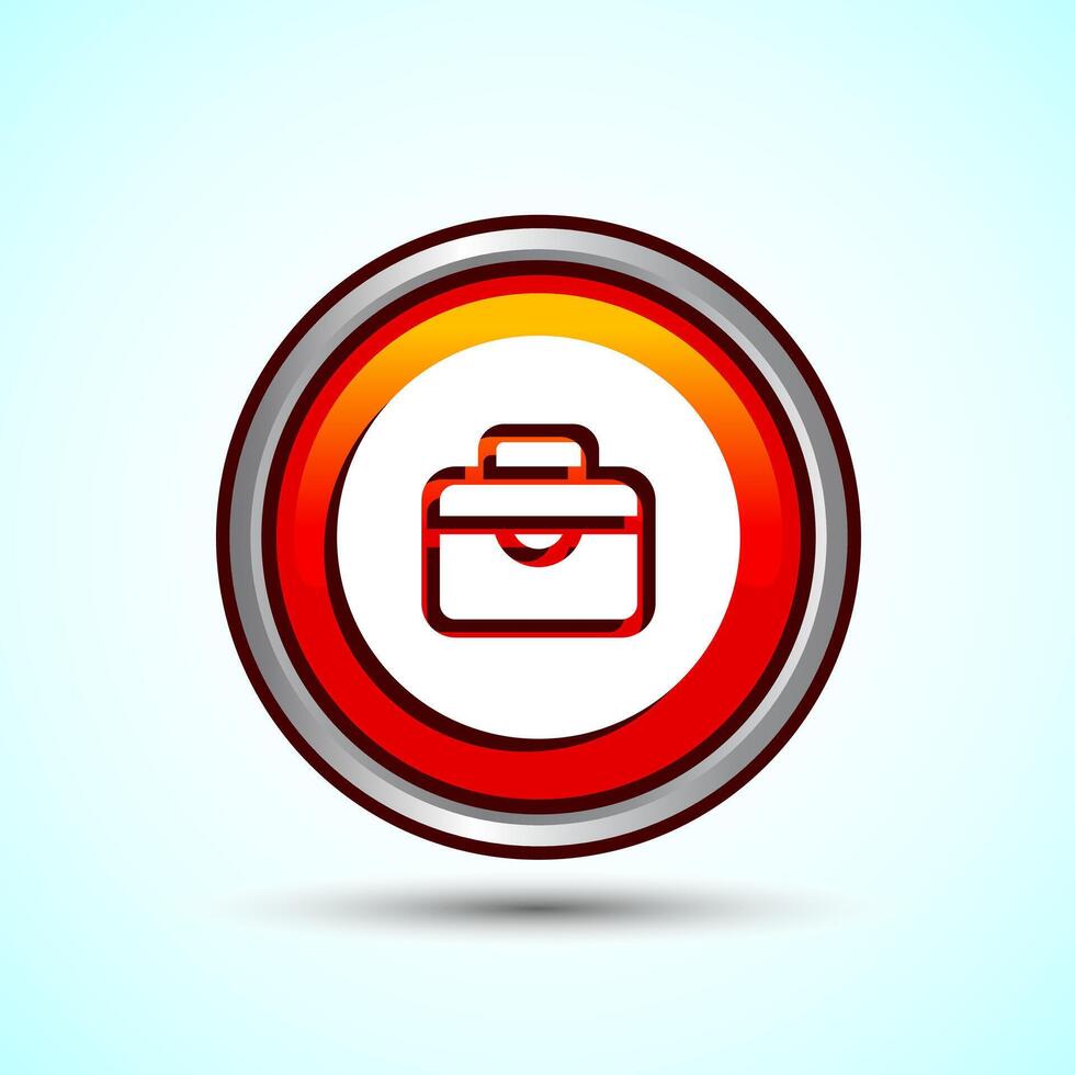 Briefcase Icon Design Illustration, Bag Icon For Apps and Websites, Orange Color Round Button Design vector
