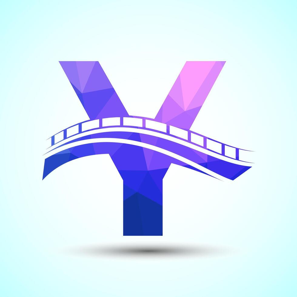 Initial alphabet Y with bridge sign. Abstract bridge logo design template. Low poly logo for construction business and company identity. vector