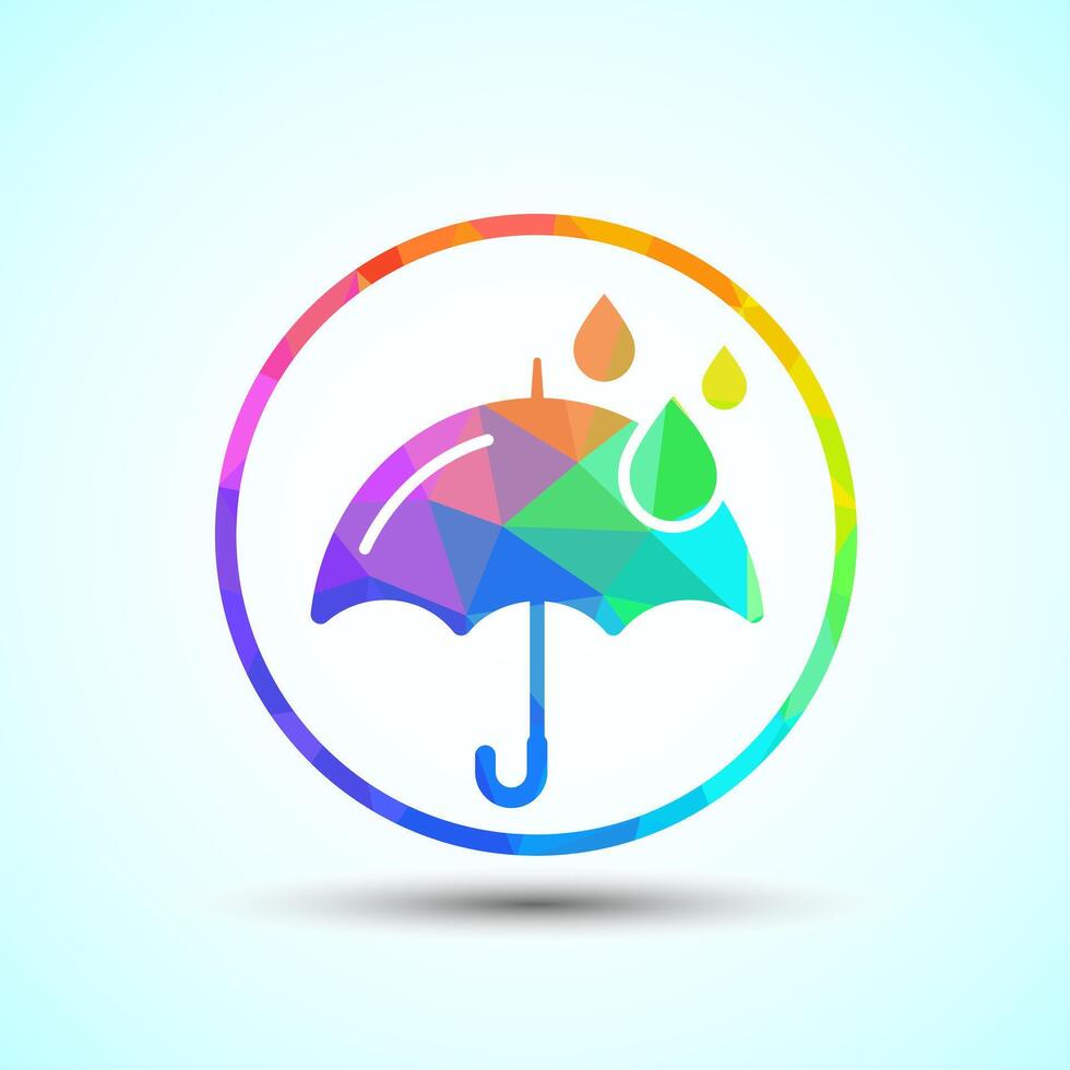 Umbrella logo design template, Polygonal umbrella in a circle vector