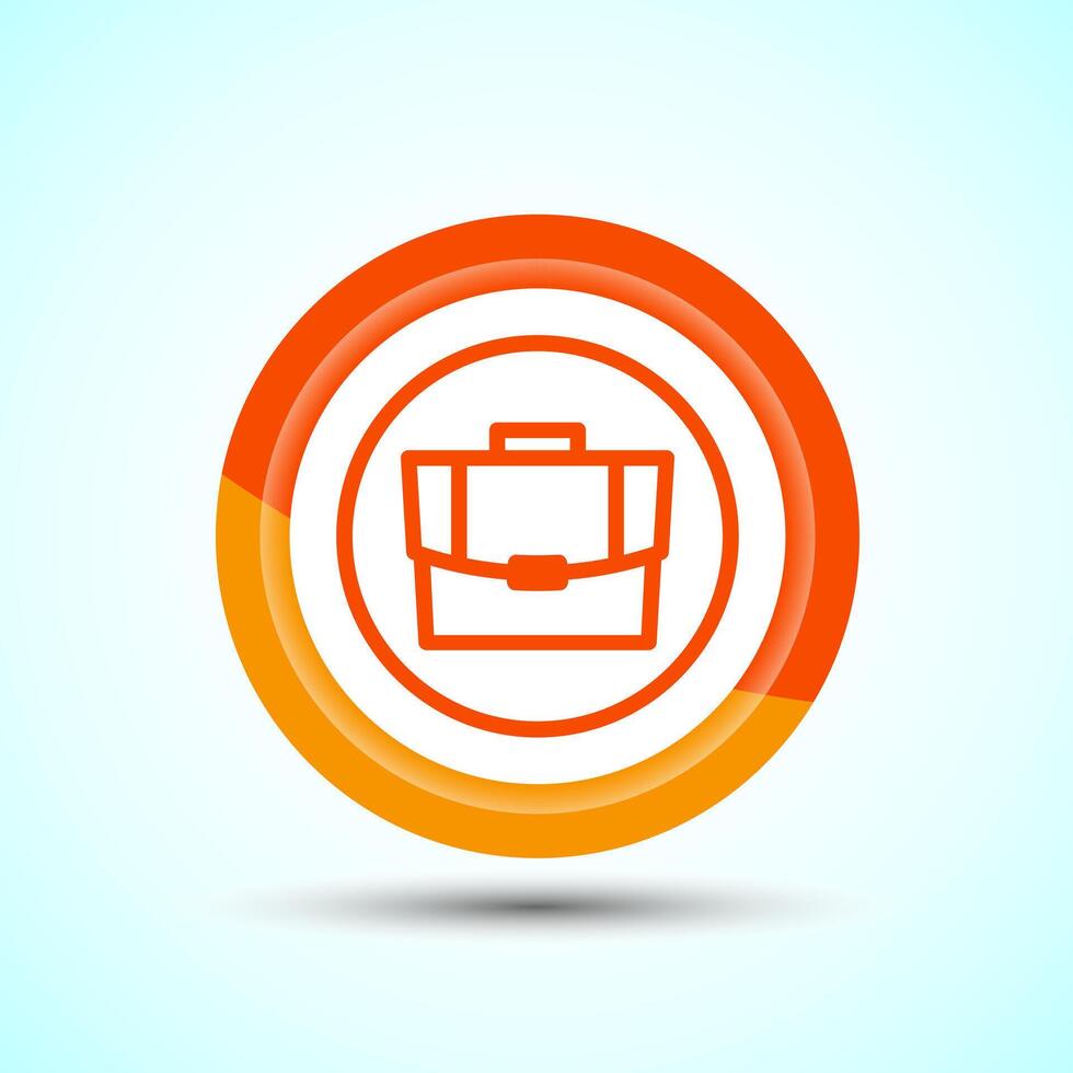 Briefcase Icon Design Illustration, Bag Icon For Apps and Websites, Orange Color Button Design vector