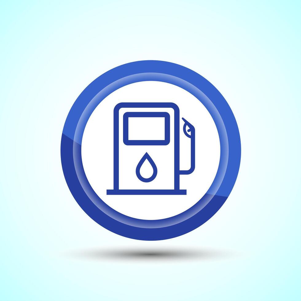 Fuelling Sign Icon Design Illustration, Fuel Icon For Apps and Websites, Blue Color Button Design vector