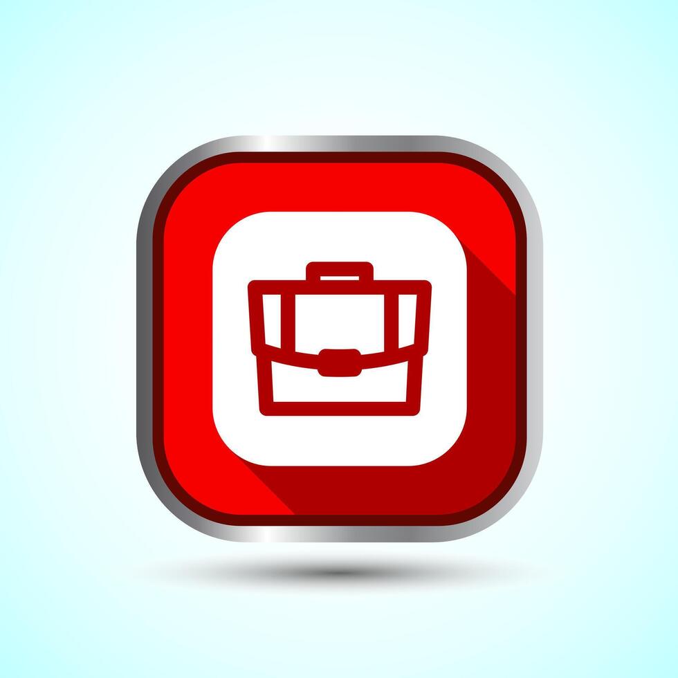 Briefcase Icon Design Illustration, Bag Icon For Apps and Websites, Red Shadow Button Design vector