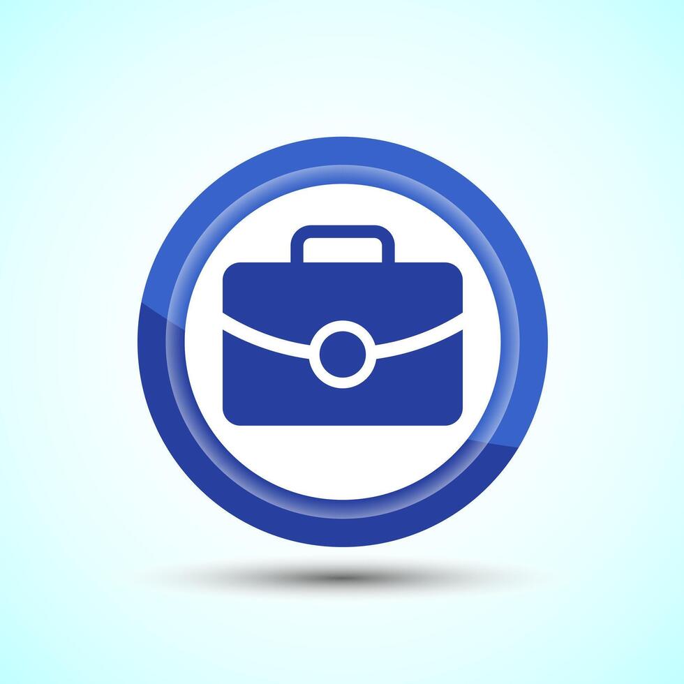Briefcase Icon Design Illustration, Bag Icon For Apps and Websites, Blue Color Button Design vector