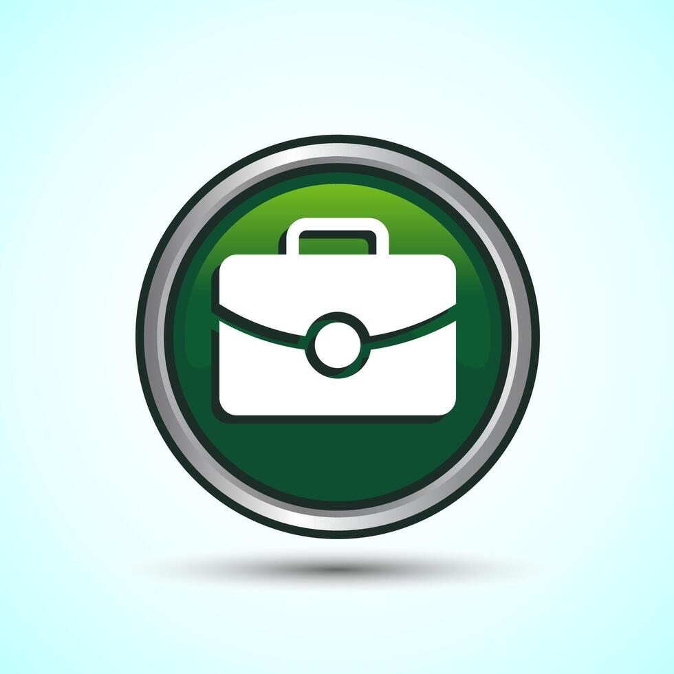 Briefcase Icon Design Illustration, Bag Icon For Apps and Websites, Green Color Round Button Design vector