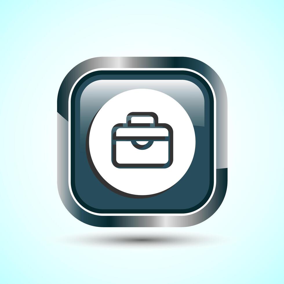 Briefcase Icon Design Illustration, Bag Icon For Apps and Websites, Gray Color Square Button Design vector