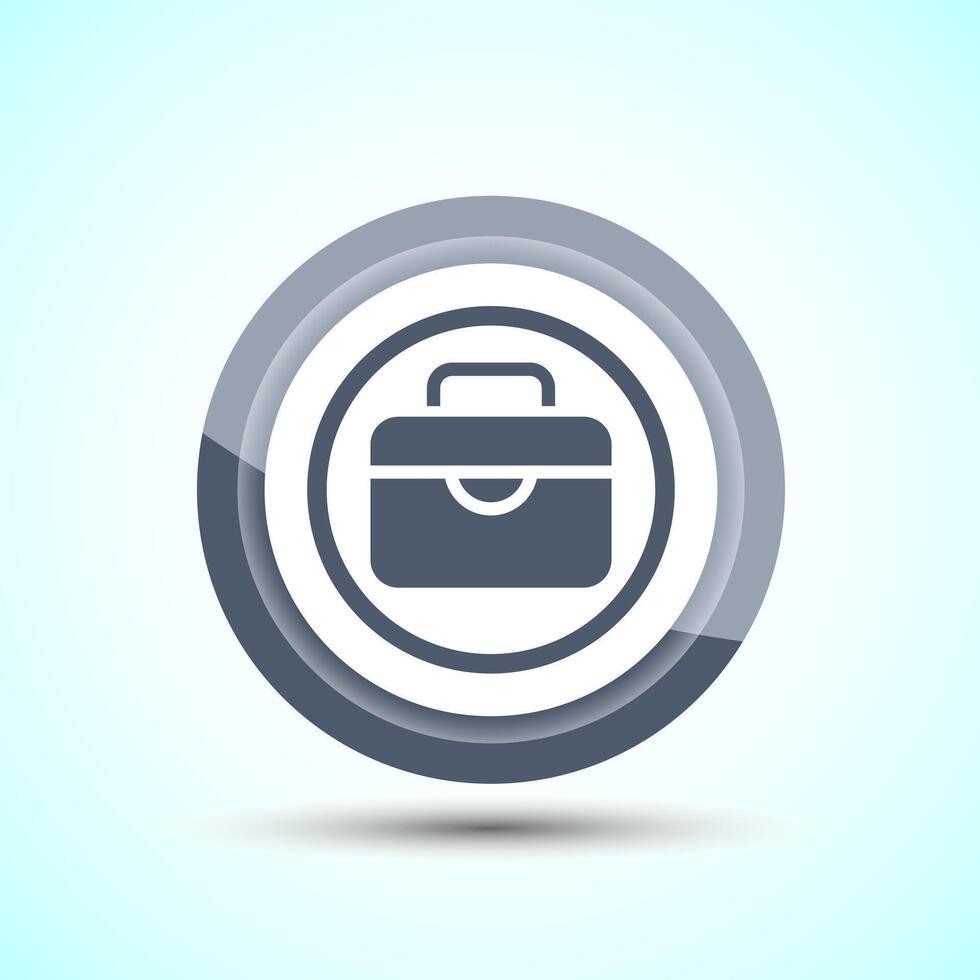 Briefcase Icon Design Illustration, Bag Icon For Apps and Websites, Gray Color Button Design vector