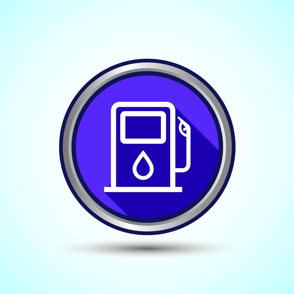 Fuelling Sign Icon Design Illustration, Fuel Icon For Apps and Websites, Blue Shadow Button Design vector