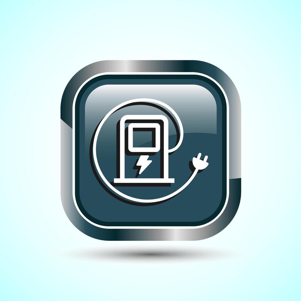 Fuelling Sign Icon Design Illustration, Fuel Icon For Apps and Websites, Gray Color Square Button Design vector