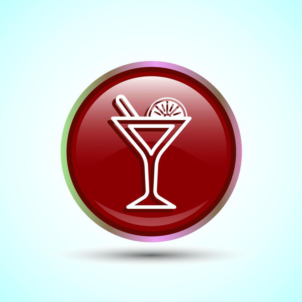 Tropical Drink Icon Design Illustration, Icon For Apps and Websites, Red Color Round Button Design vector