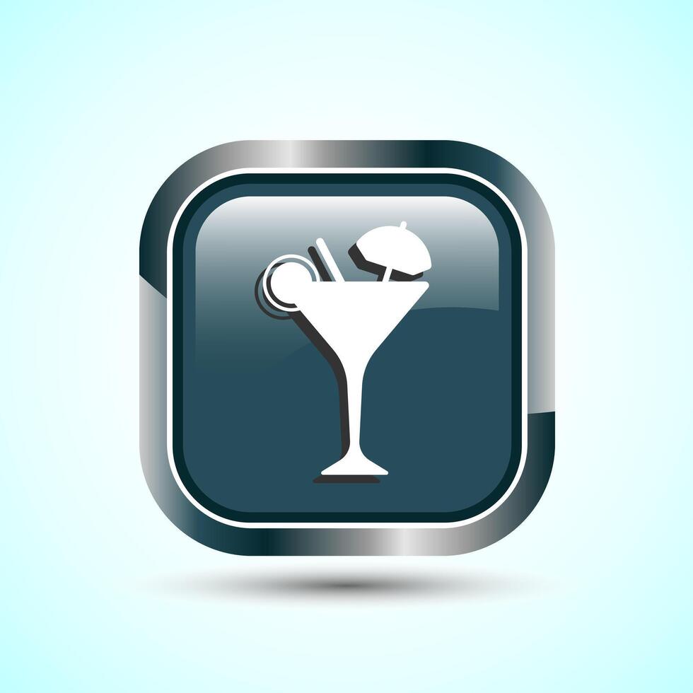 Tropical Drink Icon Design Illustration, Icon For Apps and Websites, Gray Color Square Button Design vector