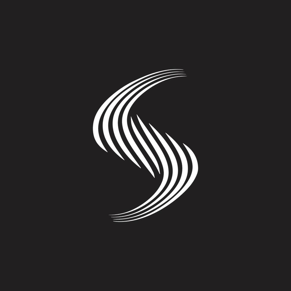 Striped S Letter Logo Design vector