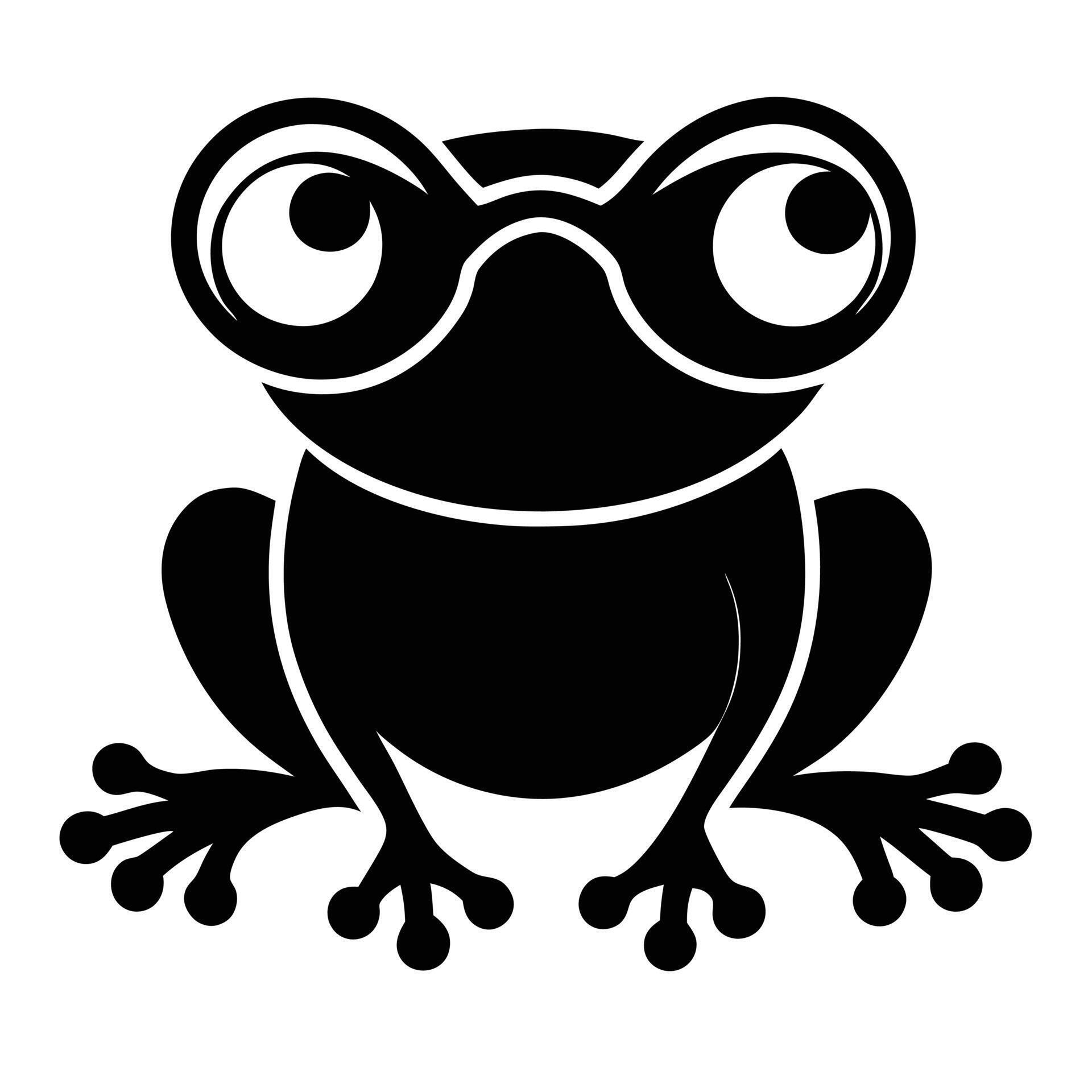 A black and white cartoon frog with big eyes 50892553 Vector Art at Vecteezy