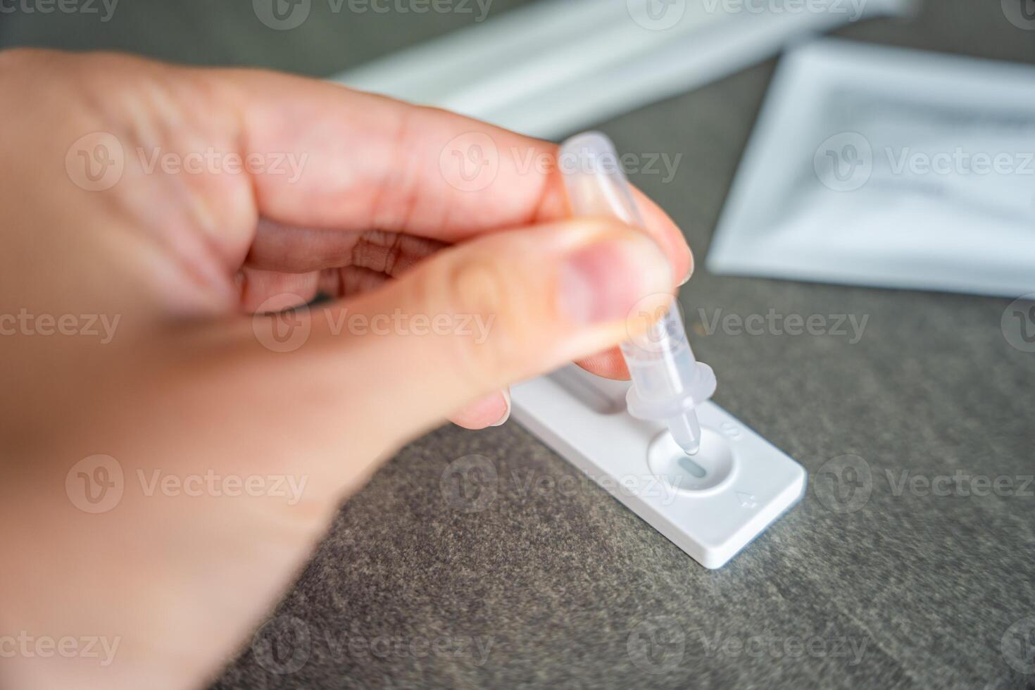 Rapid Antigen Test kit with all needed during swab COVID-19 testing. Coronavirus Self nasal or Home test, Autumn exacerbation of viruses. High quality photo