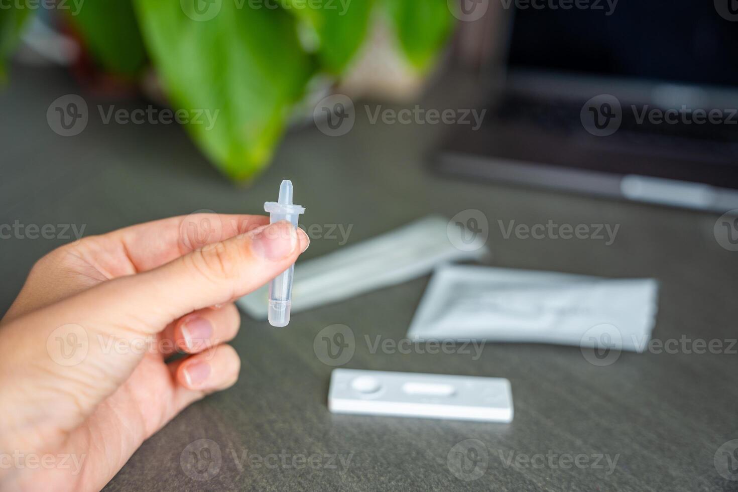 Rapid Antigen Test kit with all needed during swab COVID-19 testing. Coronavirus Self nasal or Home test, Autumn exacerbation of viruses. High quality photo