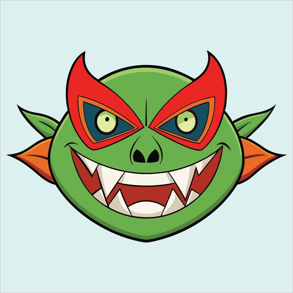 A cartoon green monster with red eyes and teeth vector