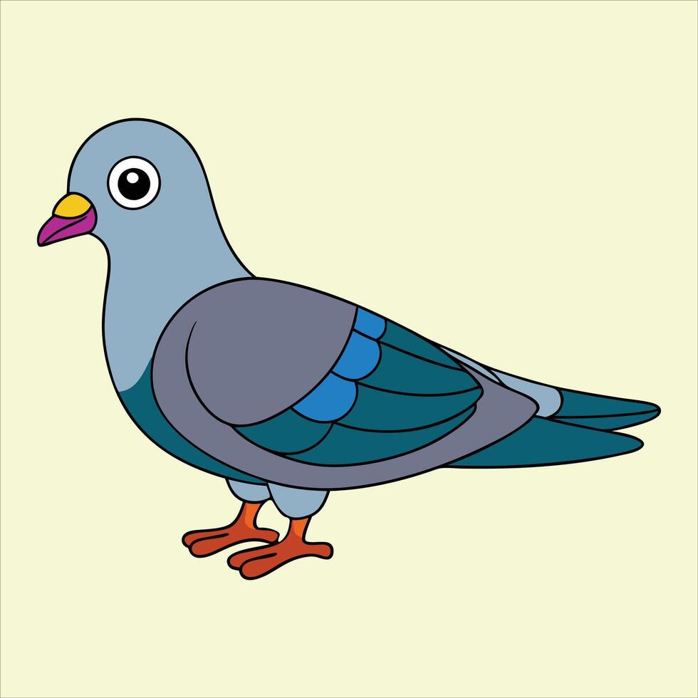 A cartoon pigeon with blue and gray feathers vector