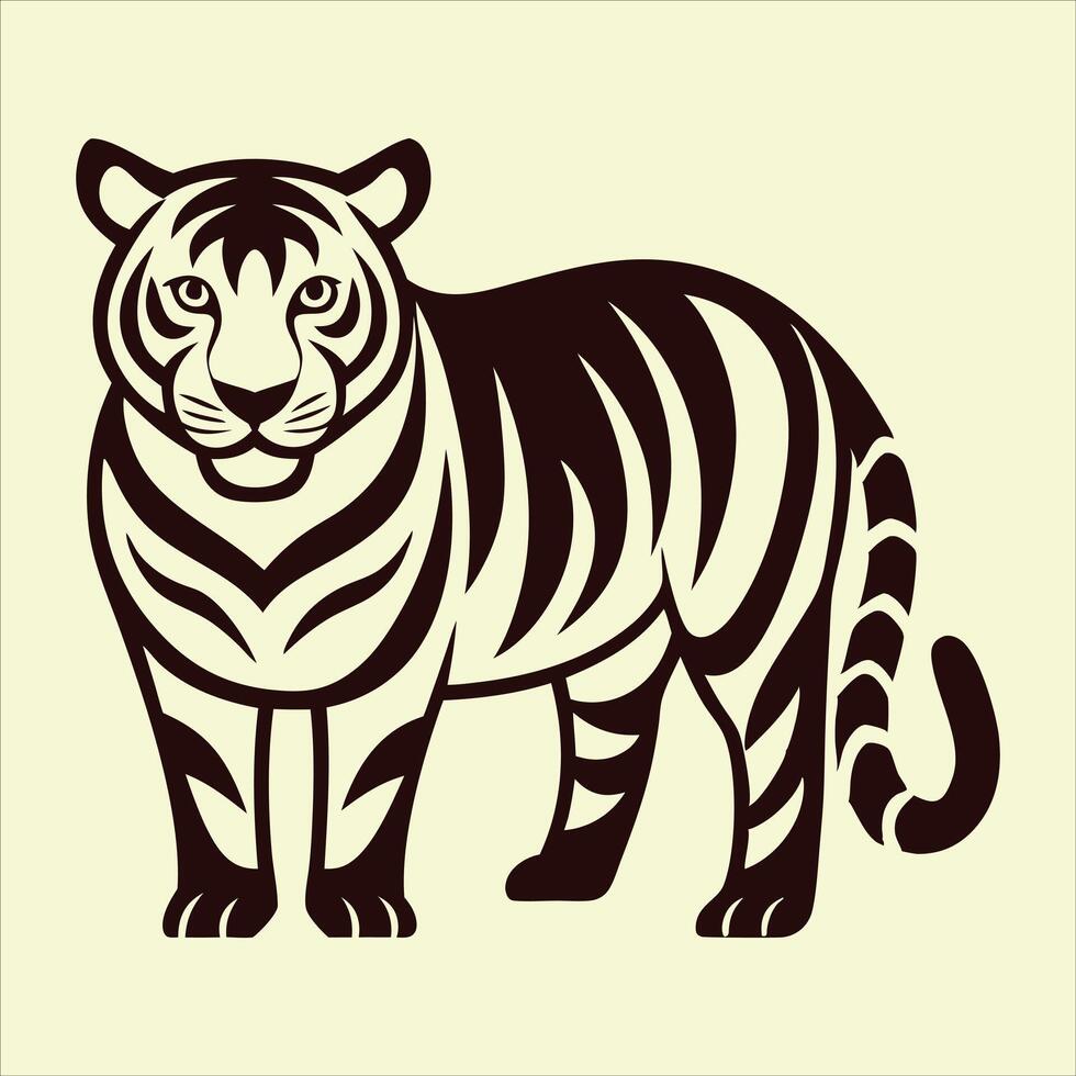 A tiger is standing in front of a white background vector