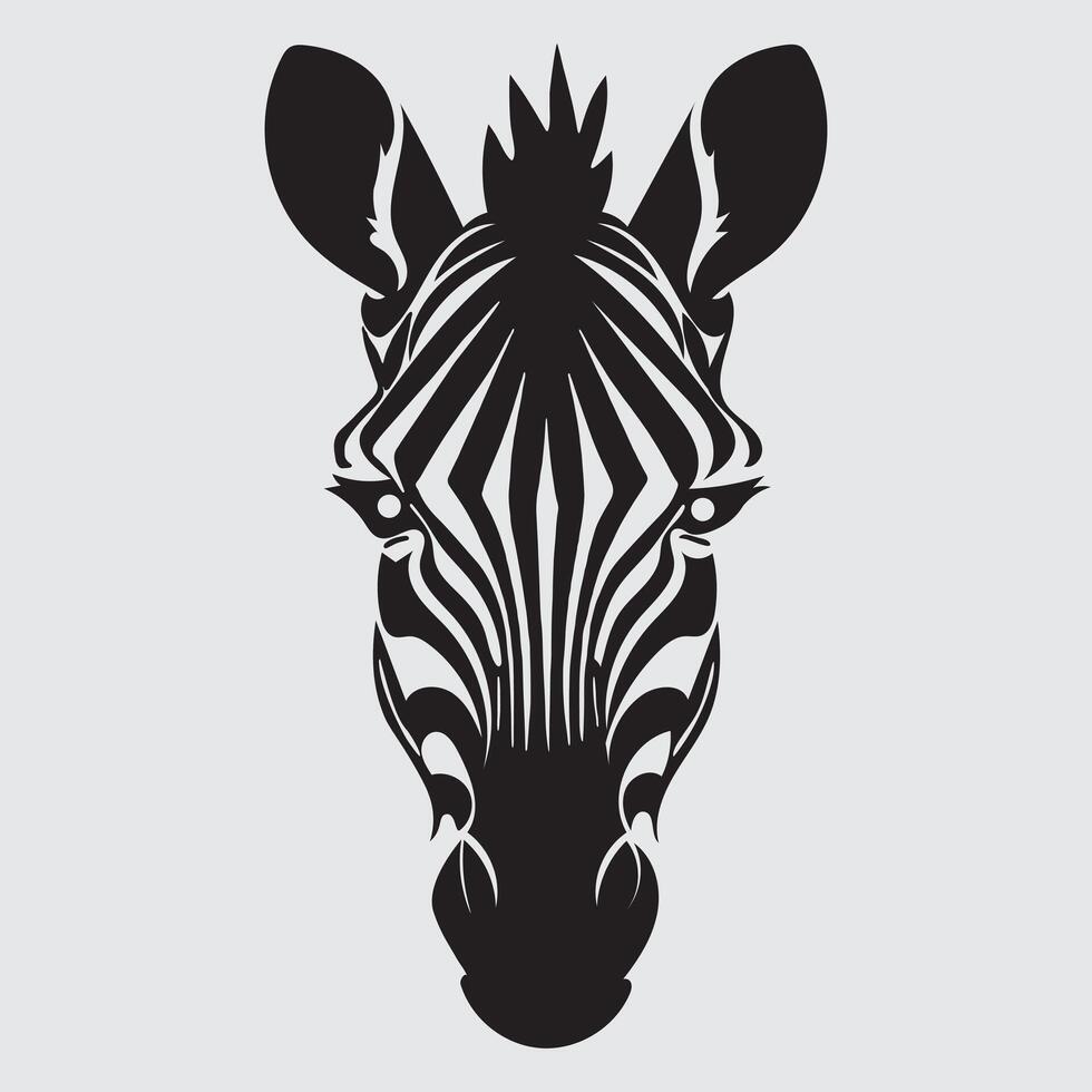 Zebra head silhouette on white background vector