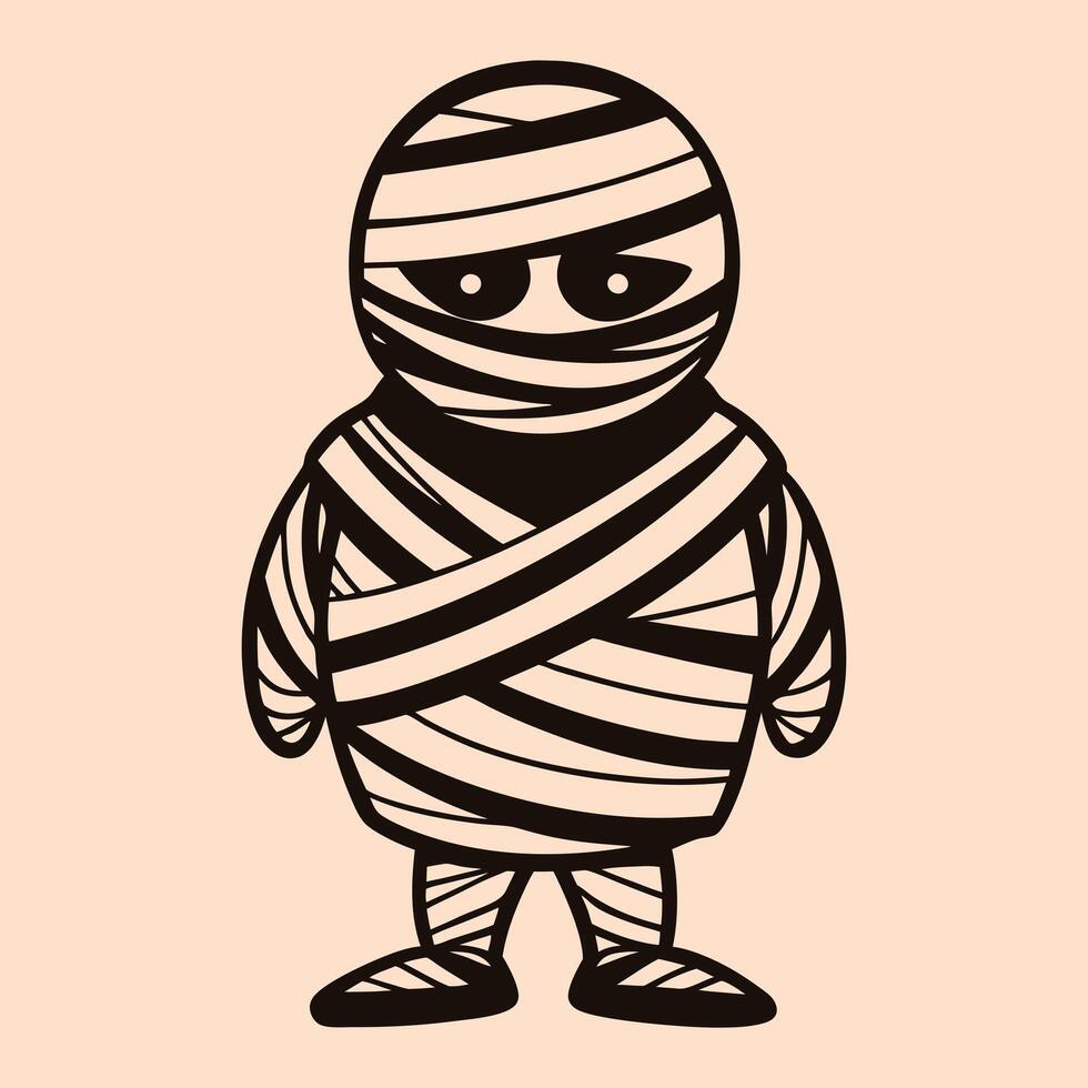 A cartoon mummy with a bandaged face vector