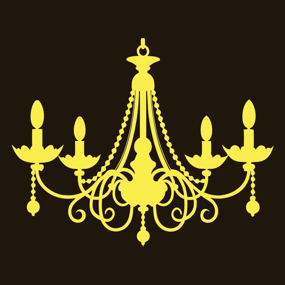 A yellow chandelier with four candles vector
