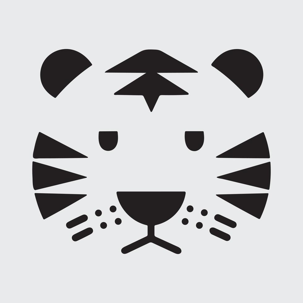 A black and white tiger face icon on a white background vector