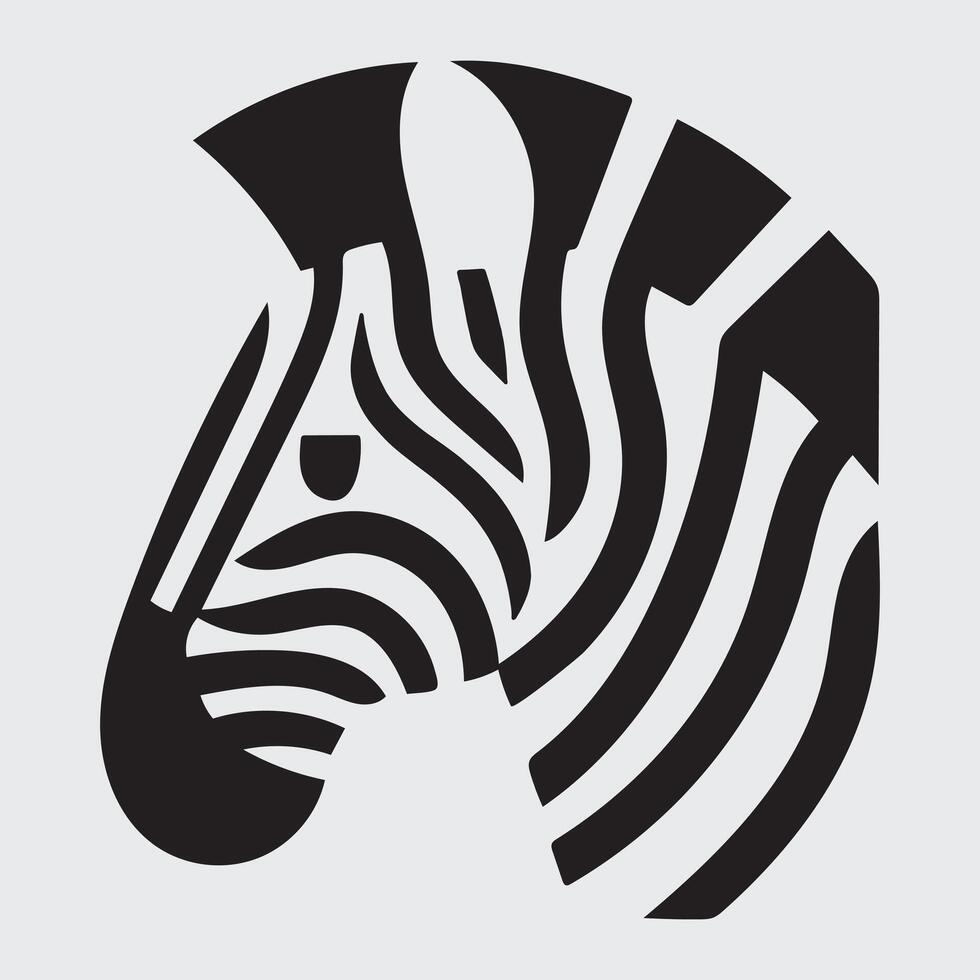 A zebra head is shown in black and white vector