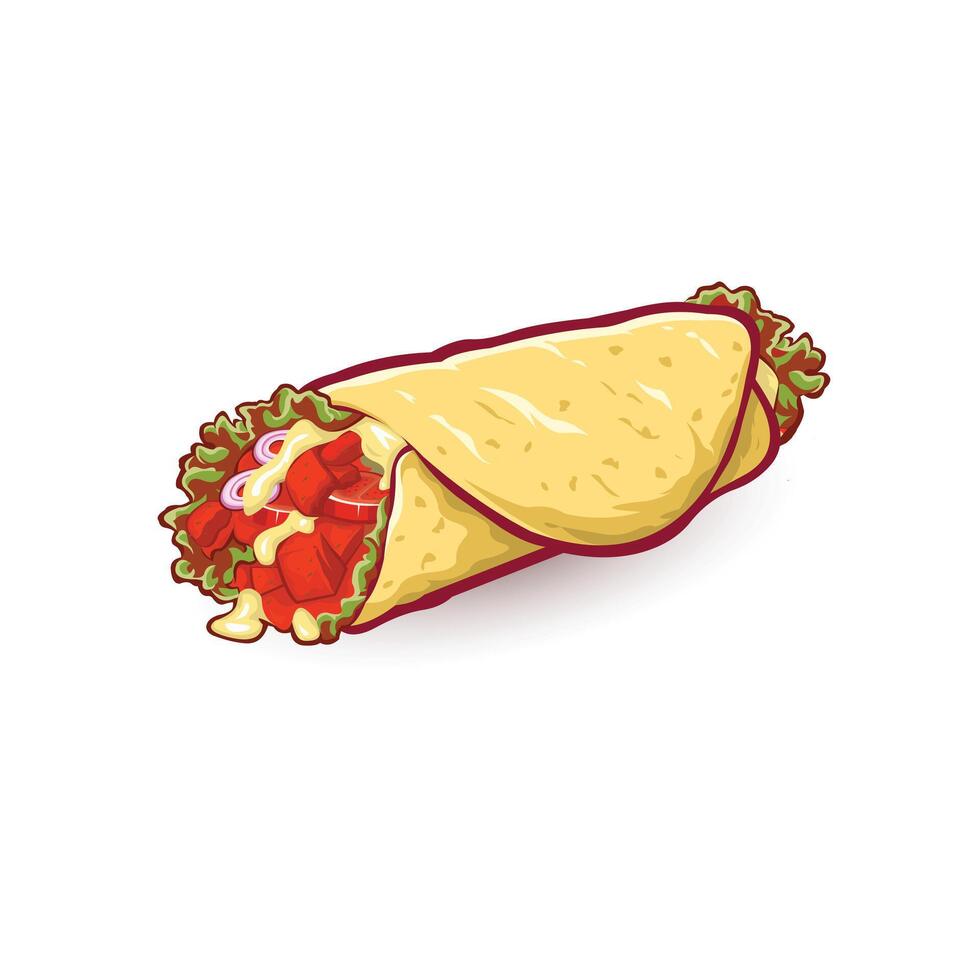 Kebab Design Art Illustration. Turkish Food Design Icon Isolated vector