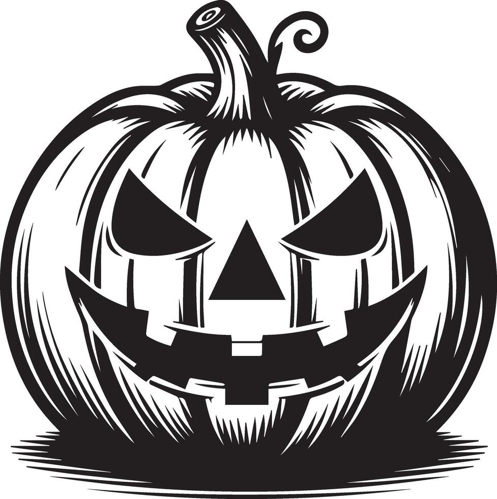 Black And White Halloween Pumpkin Design vector