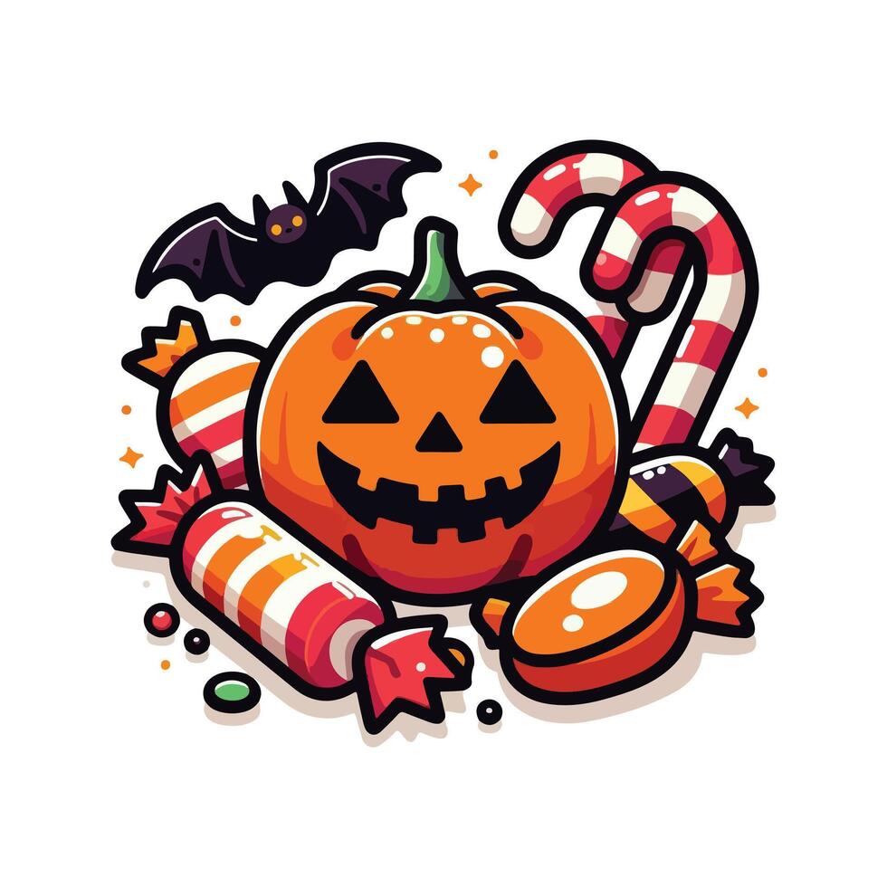 Candy Halloween Draw With Flat Background vector