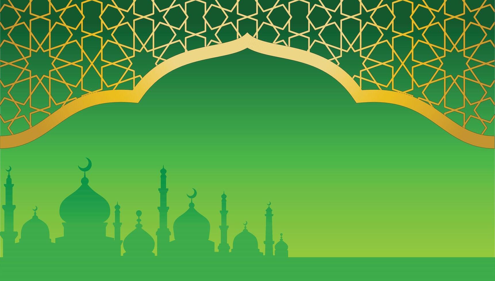 green Islamic background with Islamic pattern, suitable for banners of Eid al-Fitr, Eid al-Adha, Maulid Nabi Muharram, Islamic New Year and other Islamic themes vector
