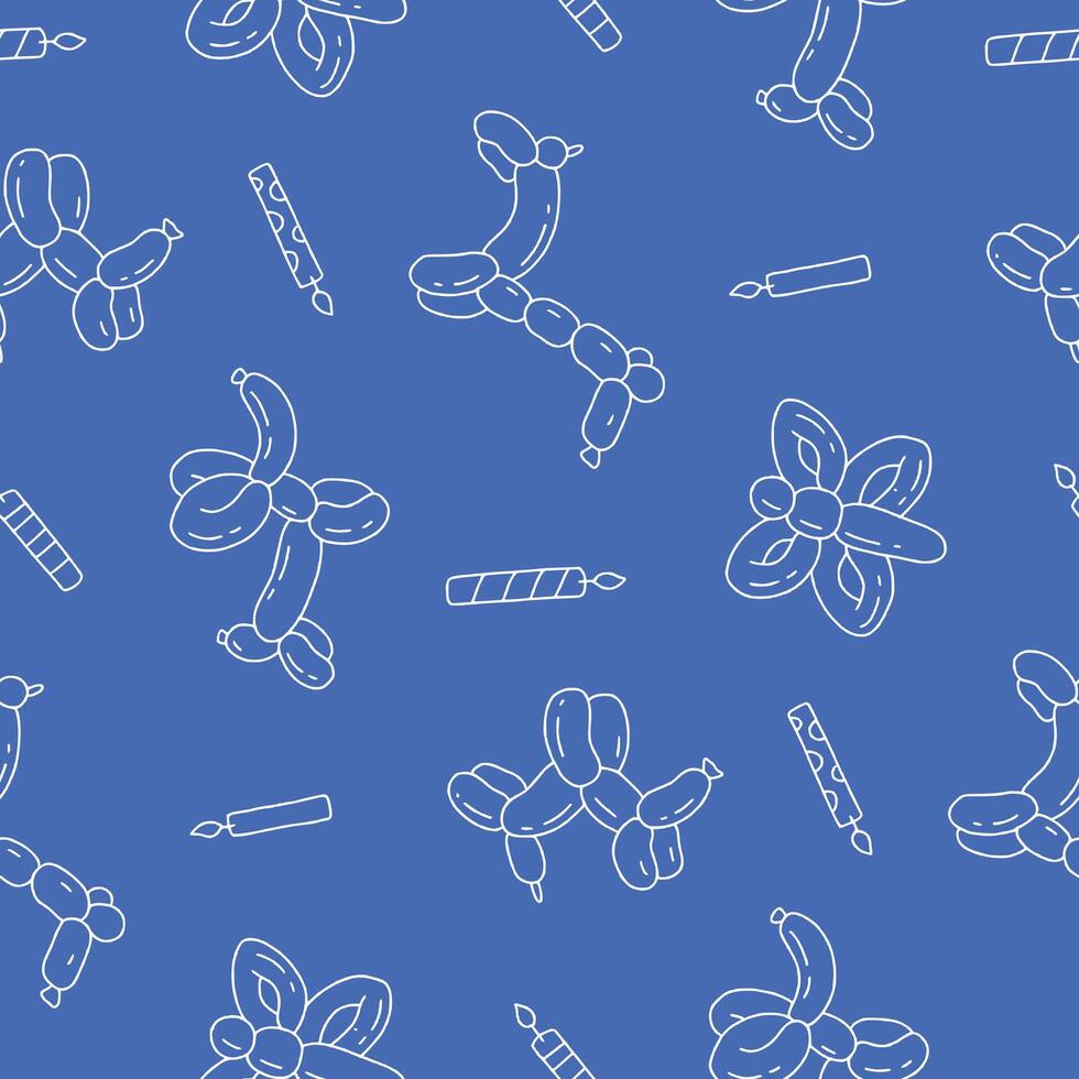 Outline Balloon Animal Candle Seamless Pattern illustration for Print, Wallpaper. vector