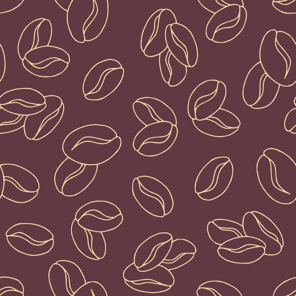 Outline Bunch of Coffee Bean Seamless Pattern illustration Design vector