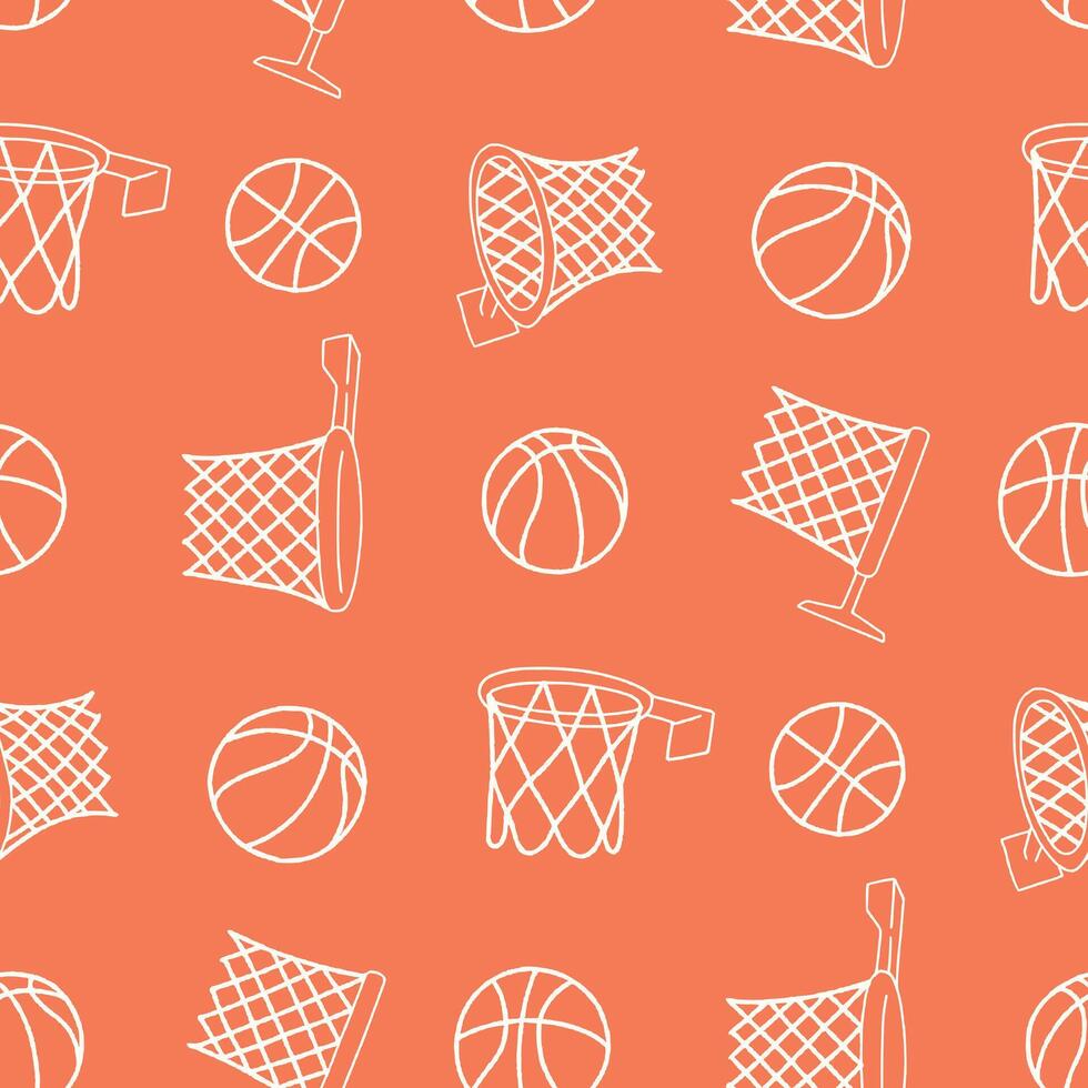 Outline Basketball Ring Sport Seamless Pattern illustration Design vector