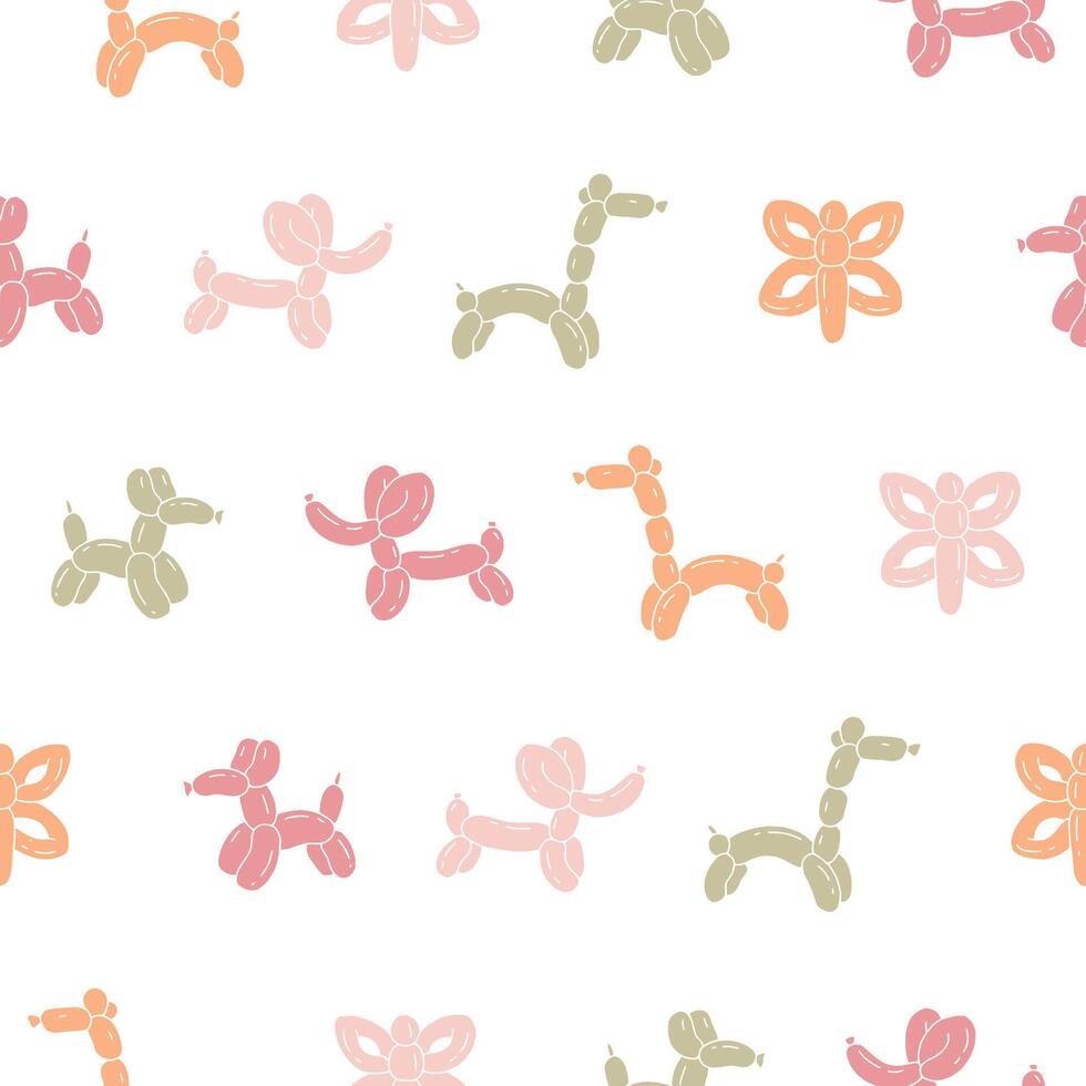 Collection of Balloon Animal Seamless Pattern illustration for Print, Wallpaper. vector
