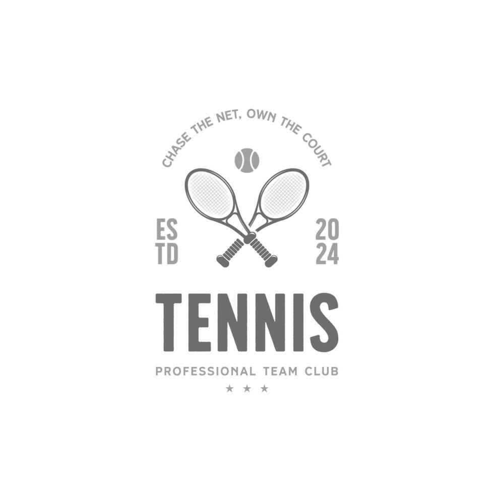 minimalist tennis logo template graphic design with racket and ball elements illustration vector