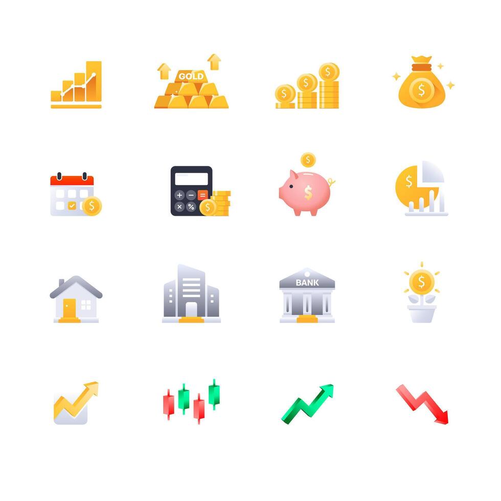 Finance Investment Clipart Illustration Icon Set vector