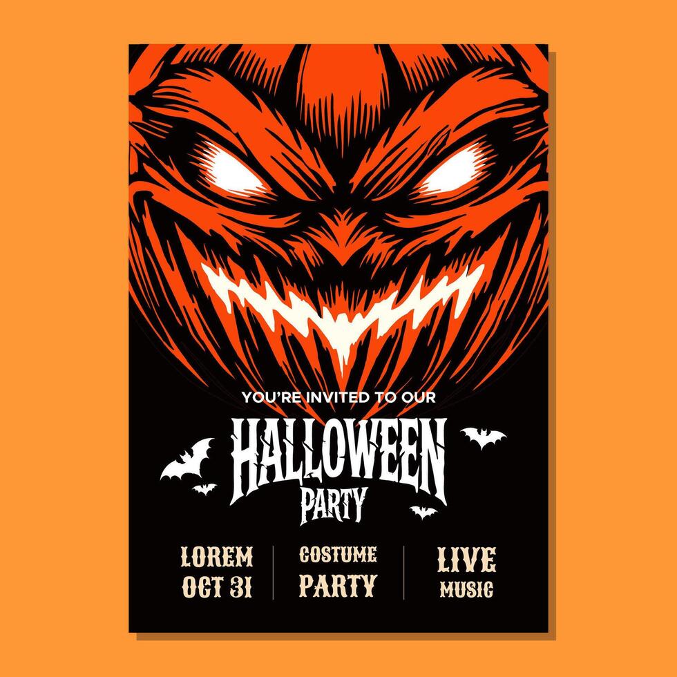 Evil Pumpkin Halloween Poster vector