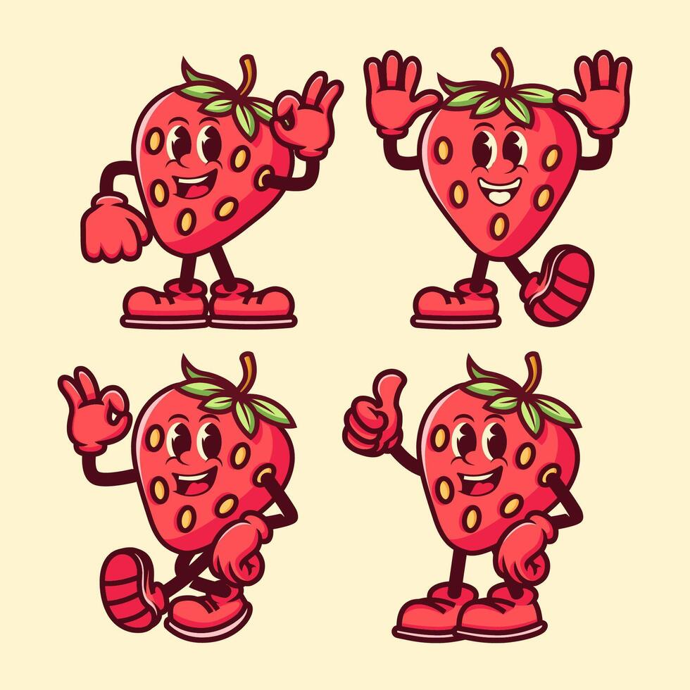 Red Strawberry Fruit Cartoon vector