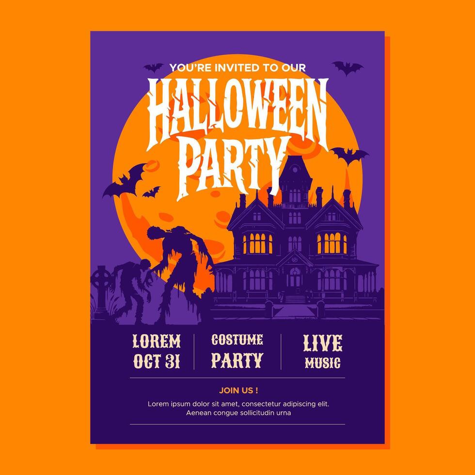 Purple Halloween Party Invitation vector