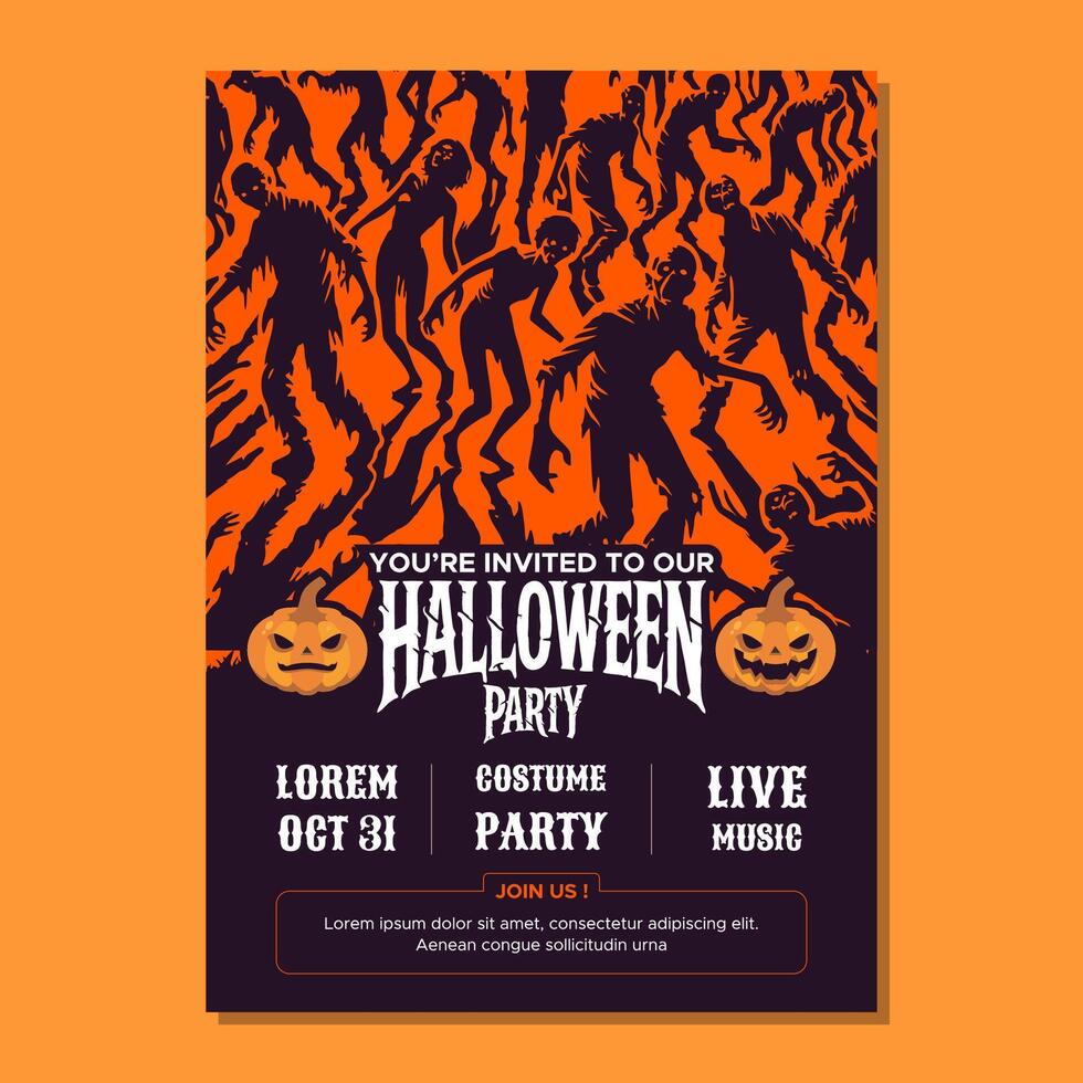 Orange Halloween Party Poster vector