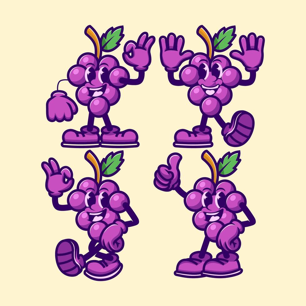 Purple Grape Fruit Cartoon vector
