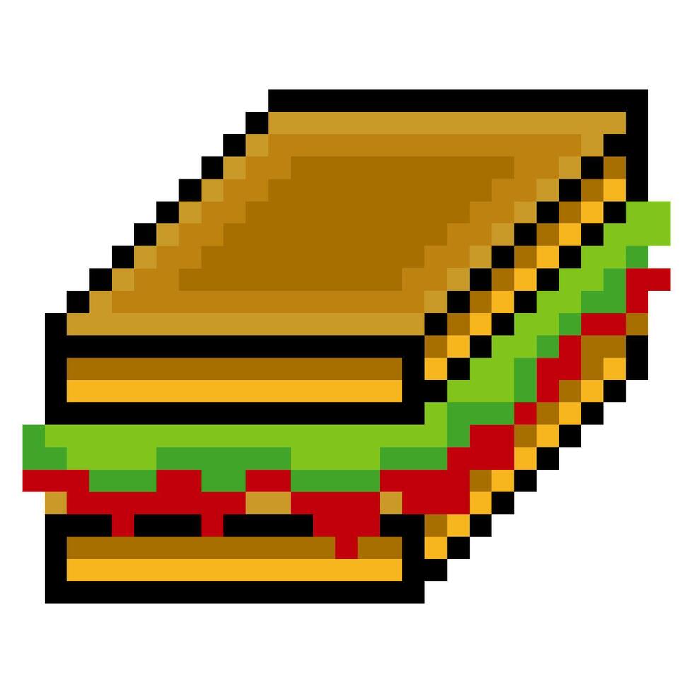 Sandwich food in pixel art style vector