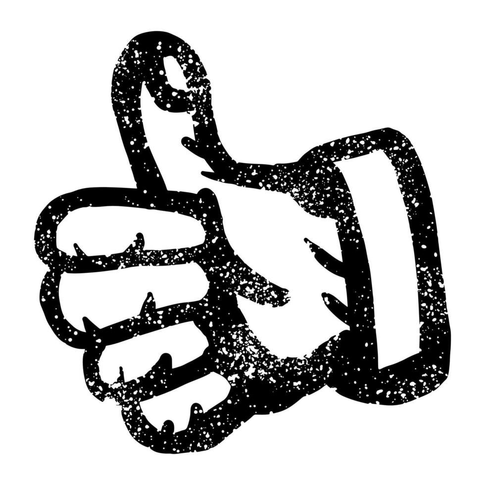 Hand drawn thumbs up in grunge style vector