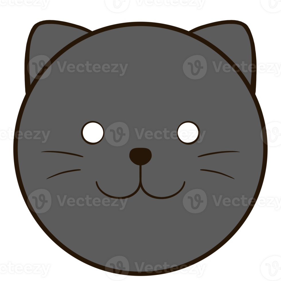 a black cat face with a smile on it png