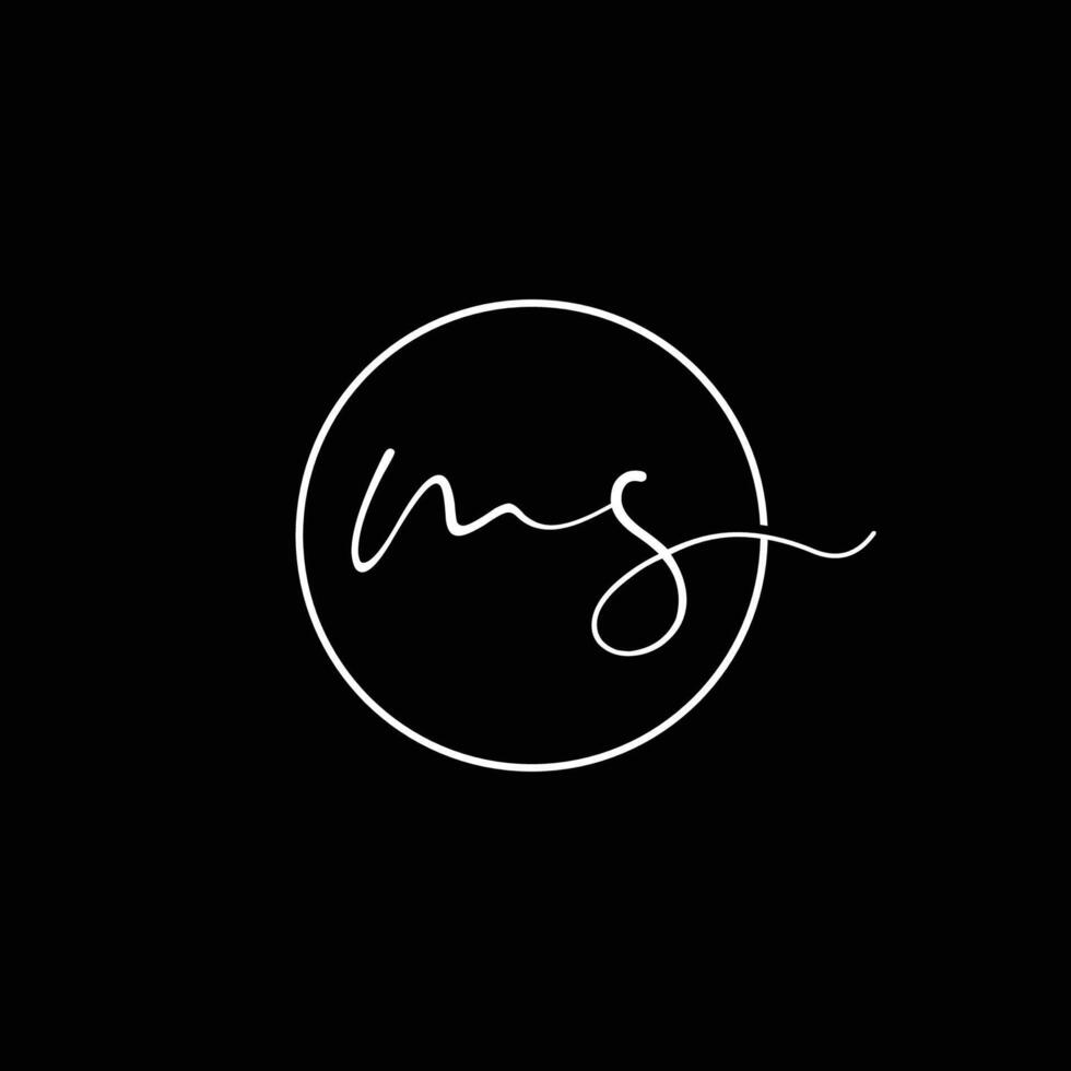 MS Initial handwriting logo vector