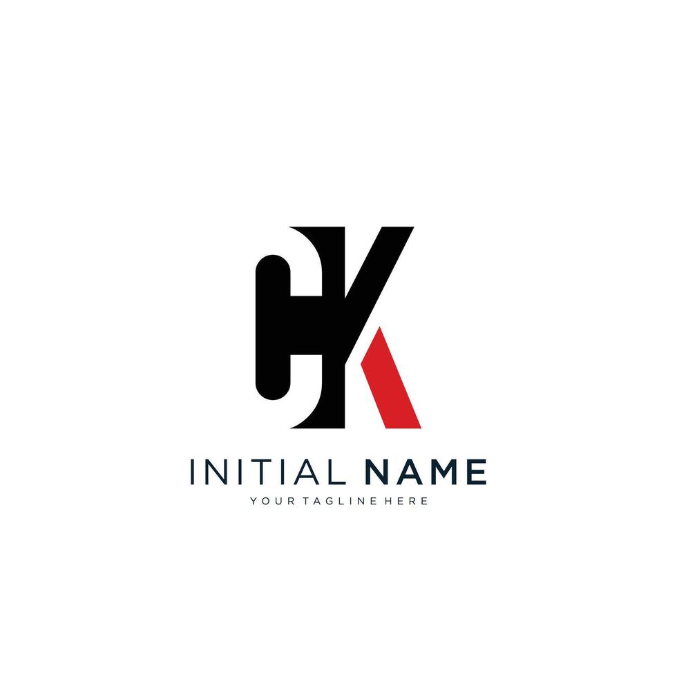 CK Logo monogram with negative space style design template. vector