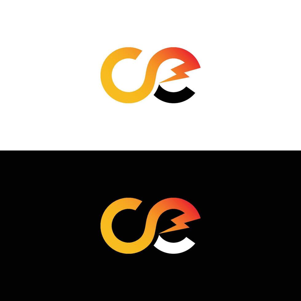 Initial CE letter with Lightning Logo Design vector