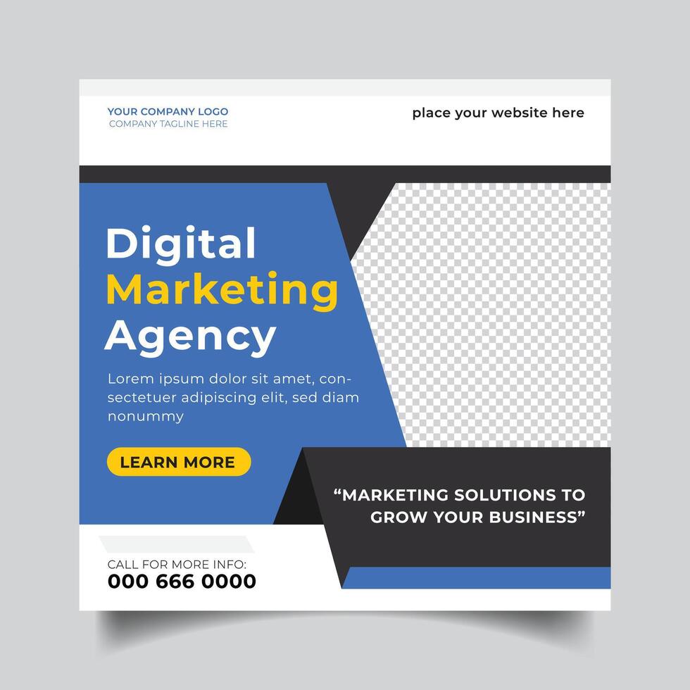 Digital marketing agency social media post design and web banner template vector